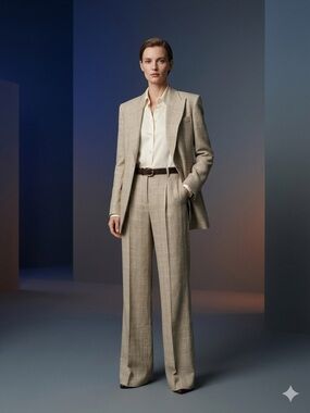 Suistudio Ally Wool Silk Linen Blend Plaid Trousers Size 10L